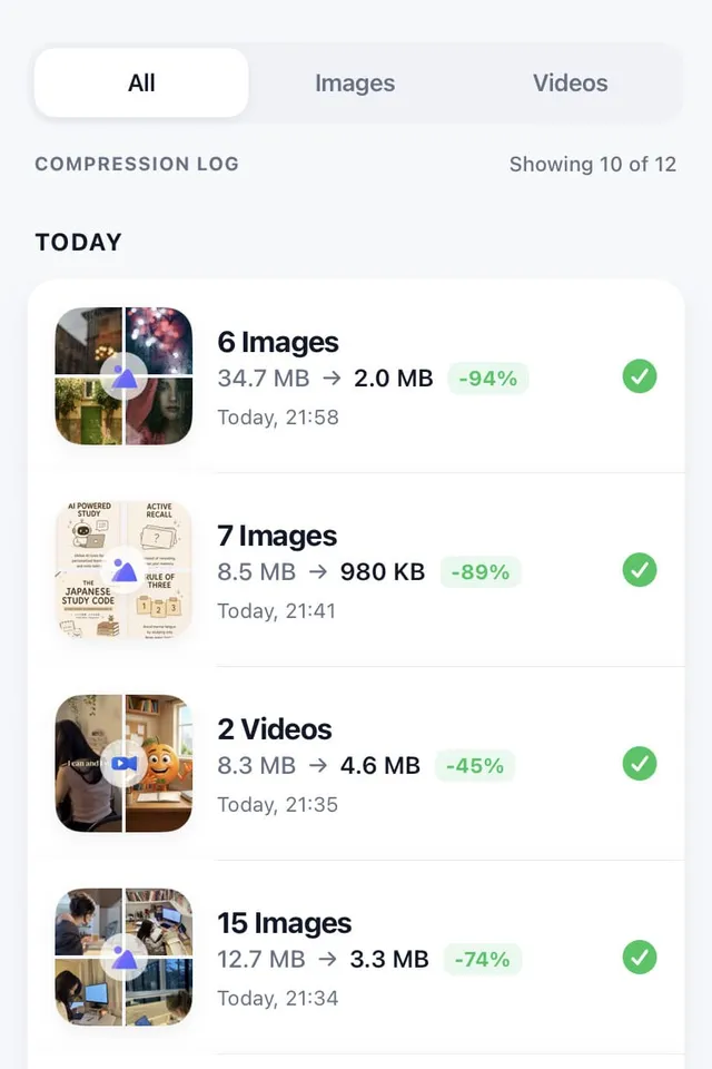 History Feature Screenshot